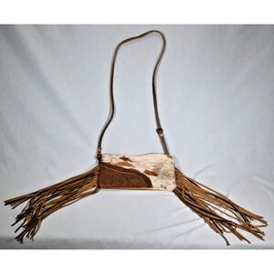 Myra Cowhide w/ Leather Tooling & Fringe Crossover Purse
